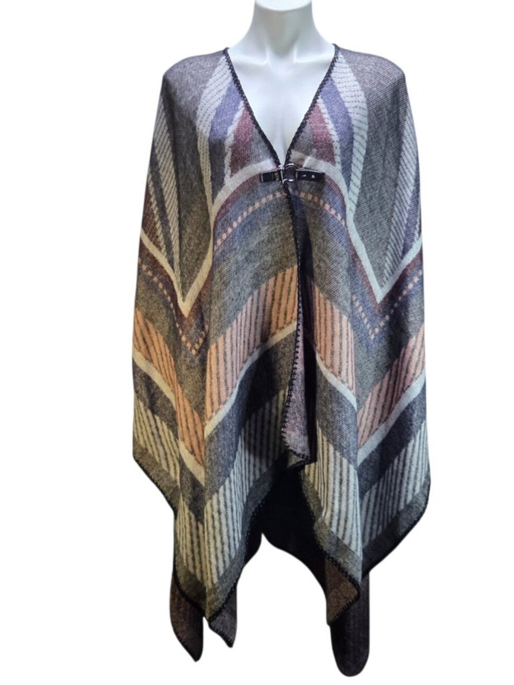 Andrew Marc Knit Poncho Cape With Clasp One Size Marc New York